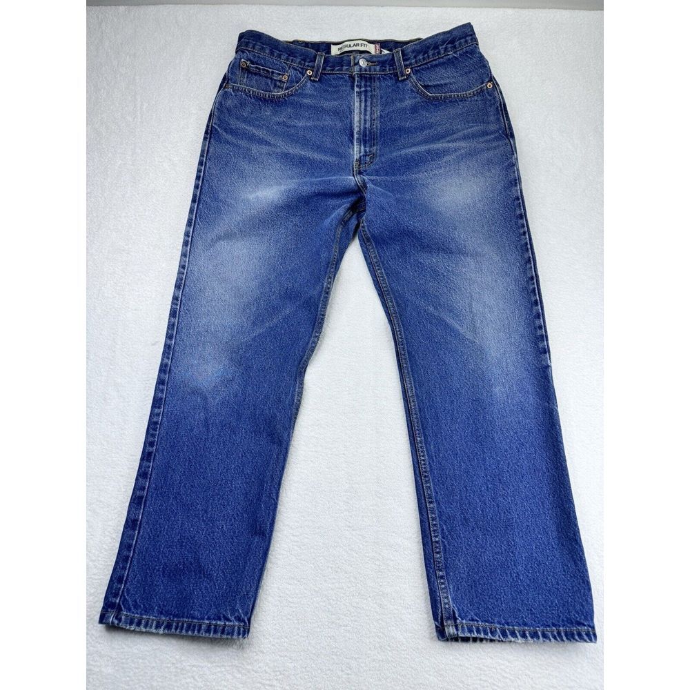 Levis 505‎ Regular Fit Blue Jeans Men Denim Straight 38Wx30L (36Wx30L Actual).